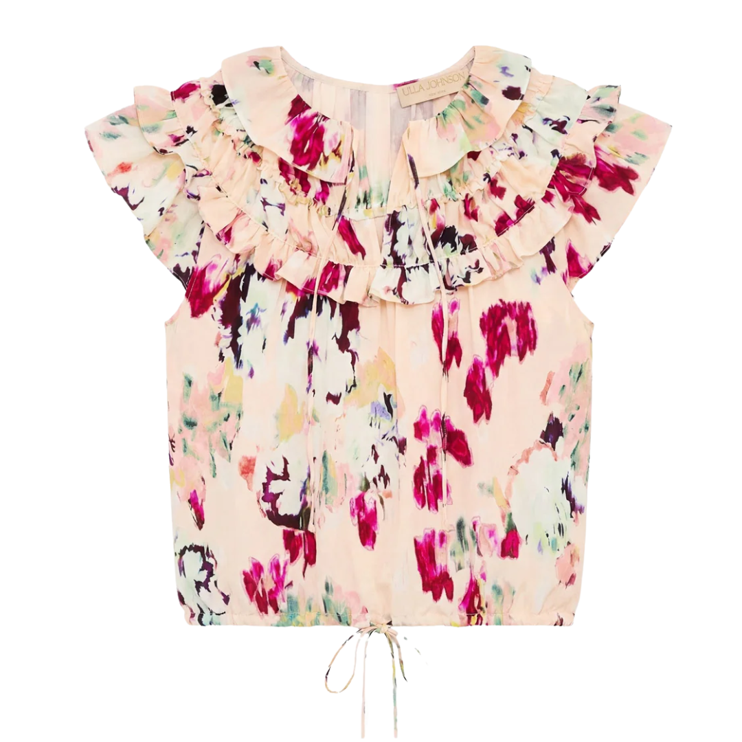 Eleonore Silk Top in Summer Garden