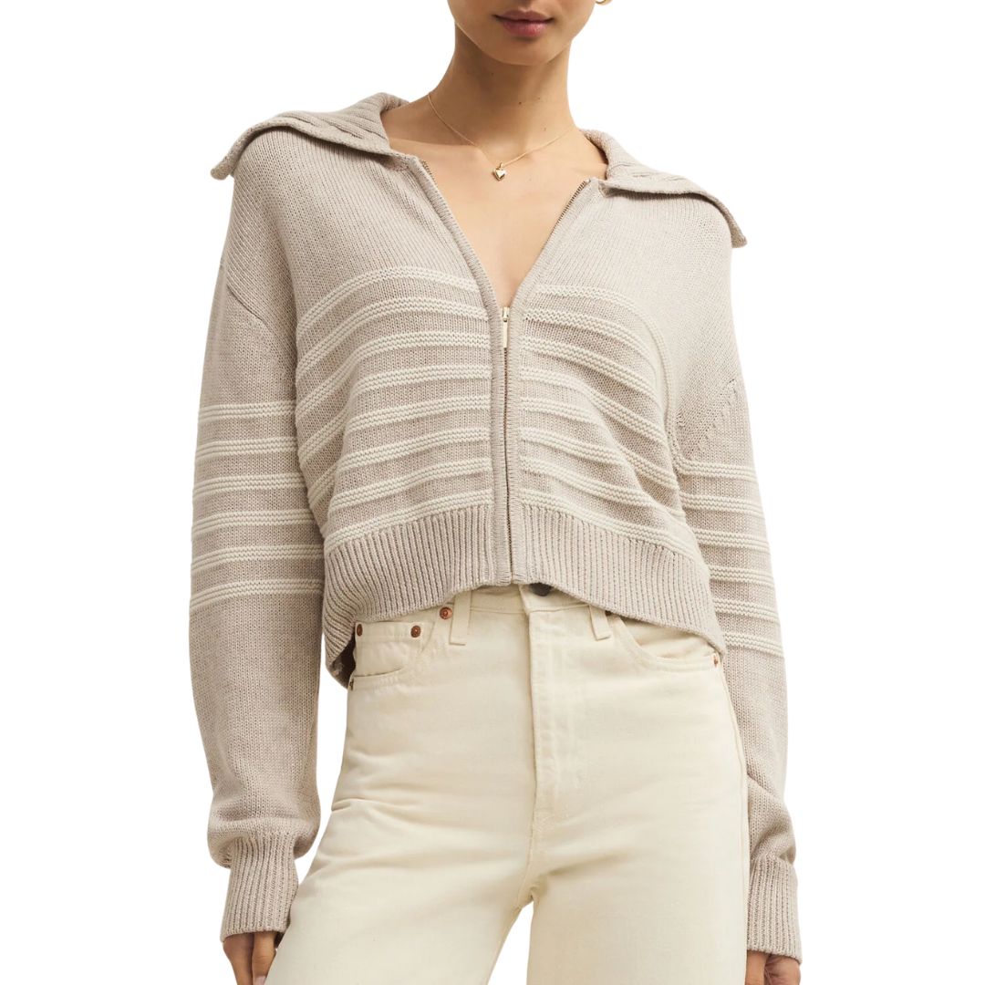 Kovac Cropped Sweater Jacket in Natural Heather