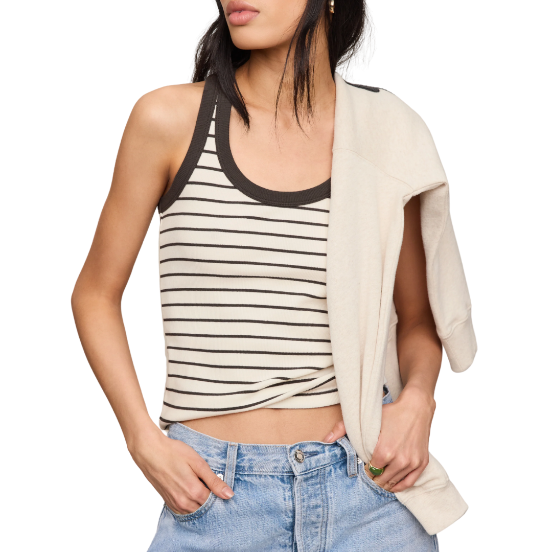 Rowe Striped Scoop Tank in Cloud
