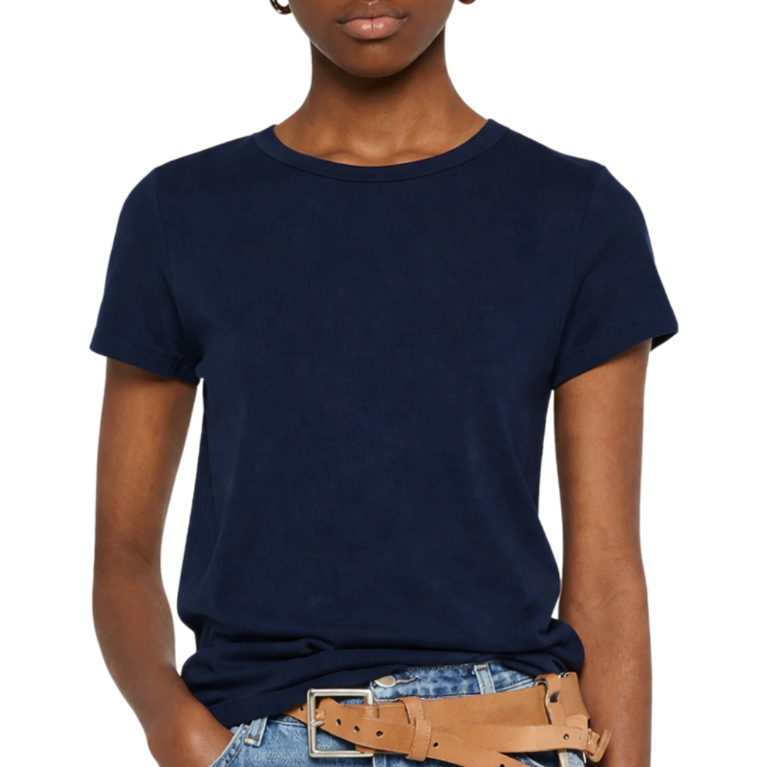 Cotton Silk S/S Crewneck in Marine