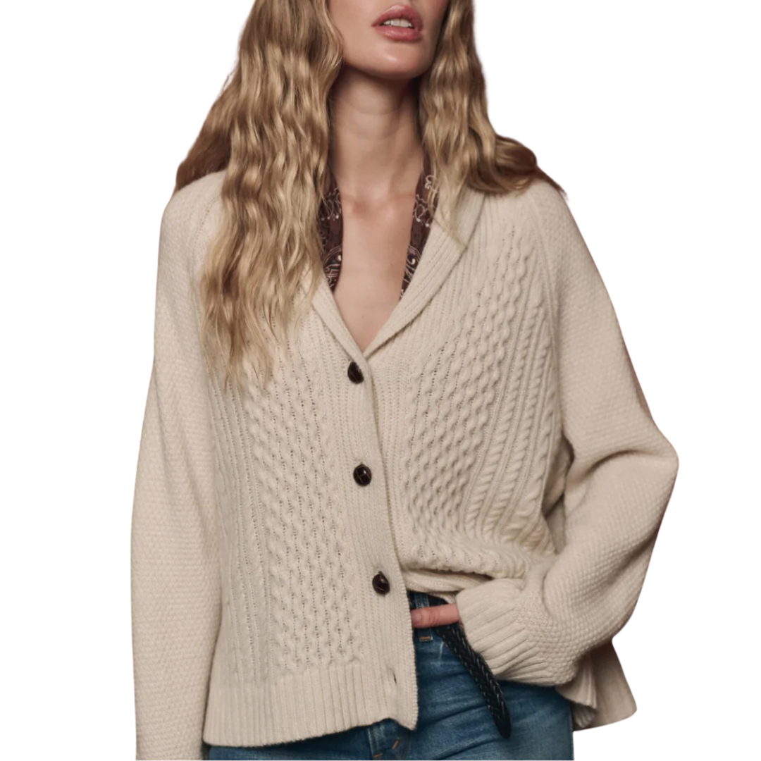 The Cashmere Cable Lodge Cardigan in Cream