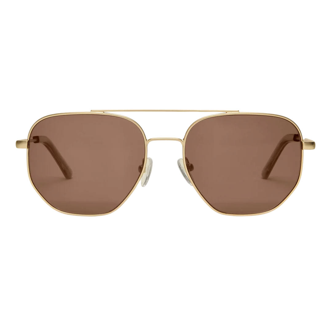 Highway Polarized Sunglasses in Satin Gold - Brown