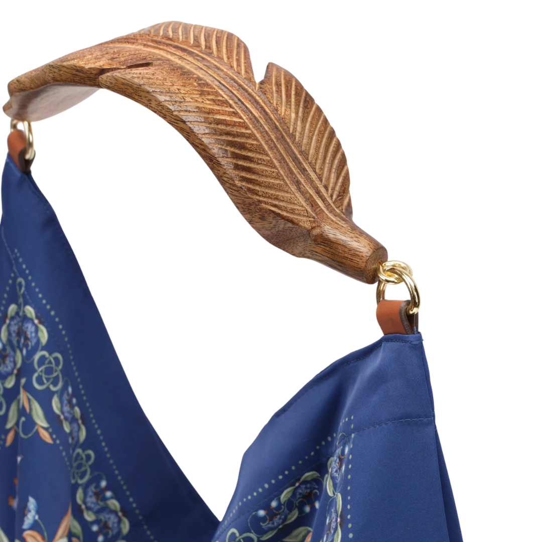 Satin Scarf Small Bag in Blue Flowers