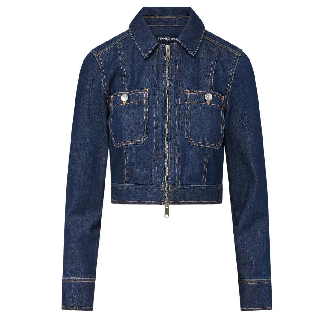 Patty Cropped Denim Jacket in Indigo Rinse