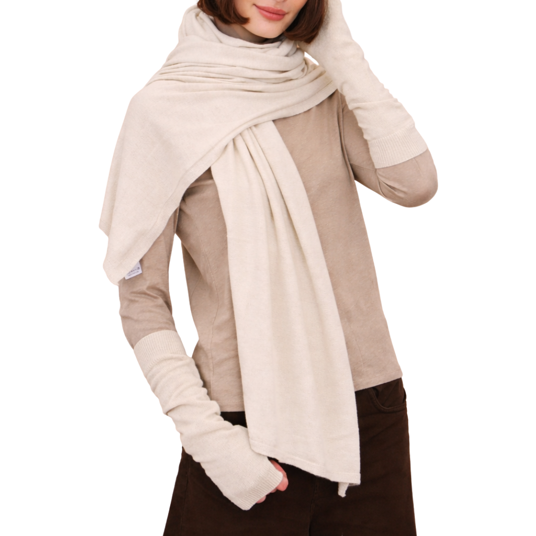 Machine Washable Cashmere Shawl in Milk
