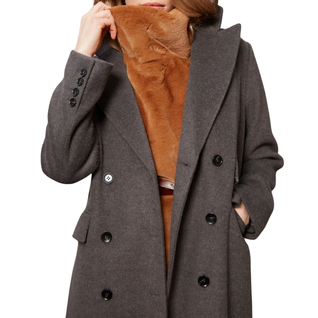 Furry Slip-On Faux Fur Dickey in Camel