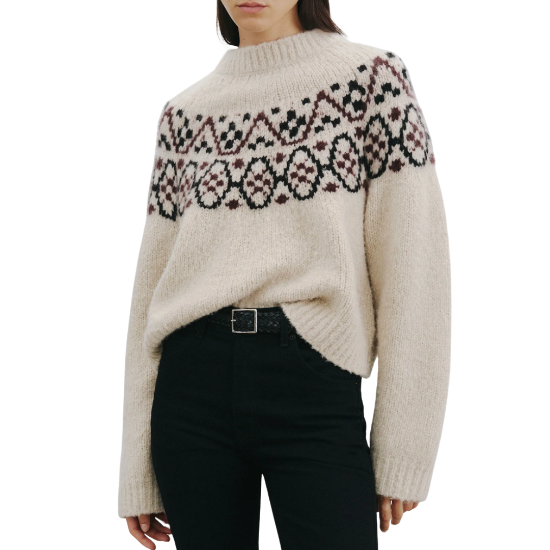 Chrissy Cashmere Sweater in Beige Melange Fairisle