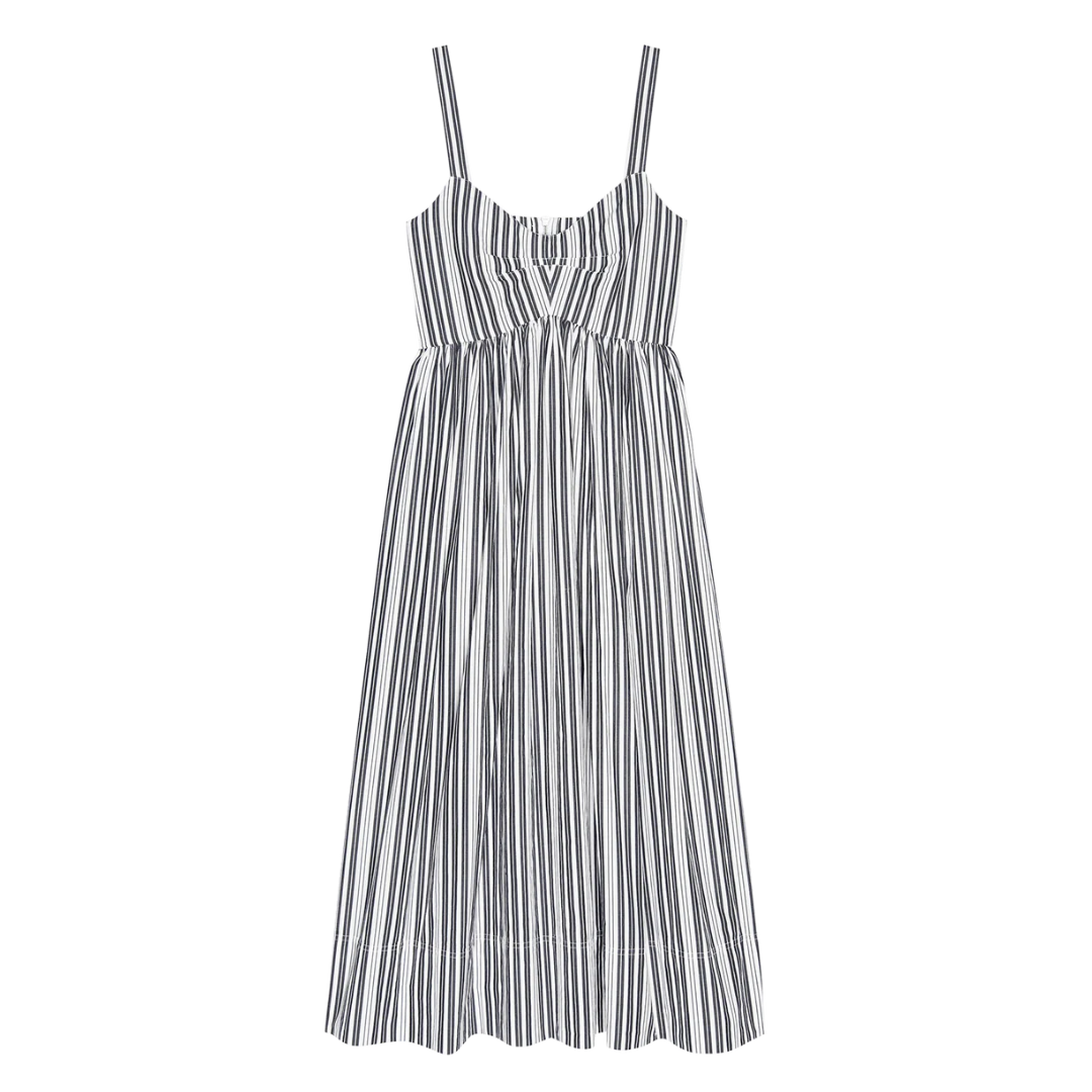 The Reyes Dress in Parchment Stripe