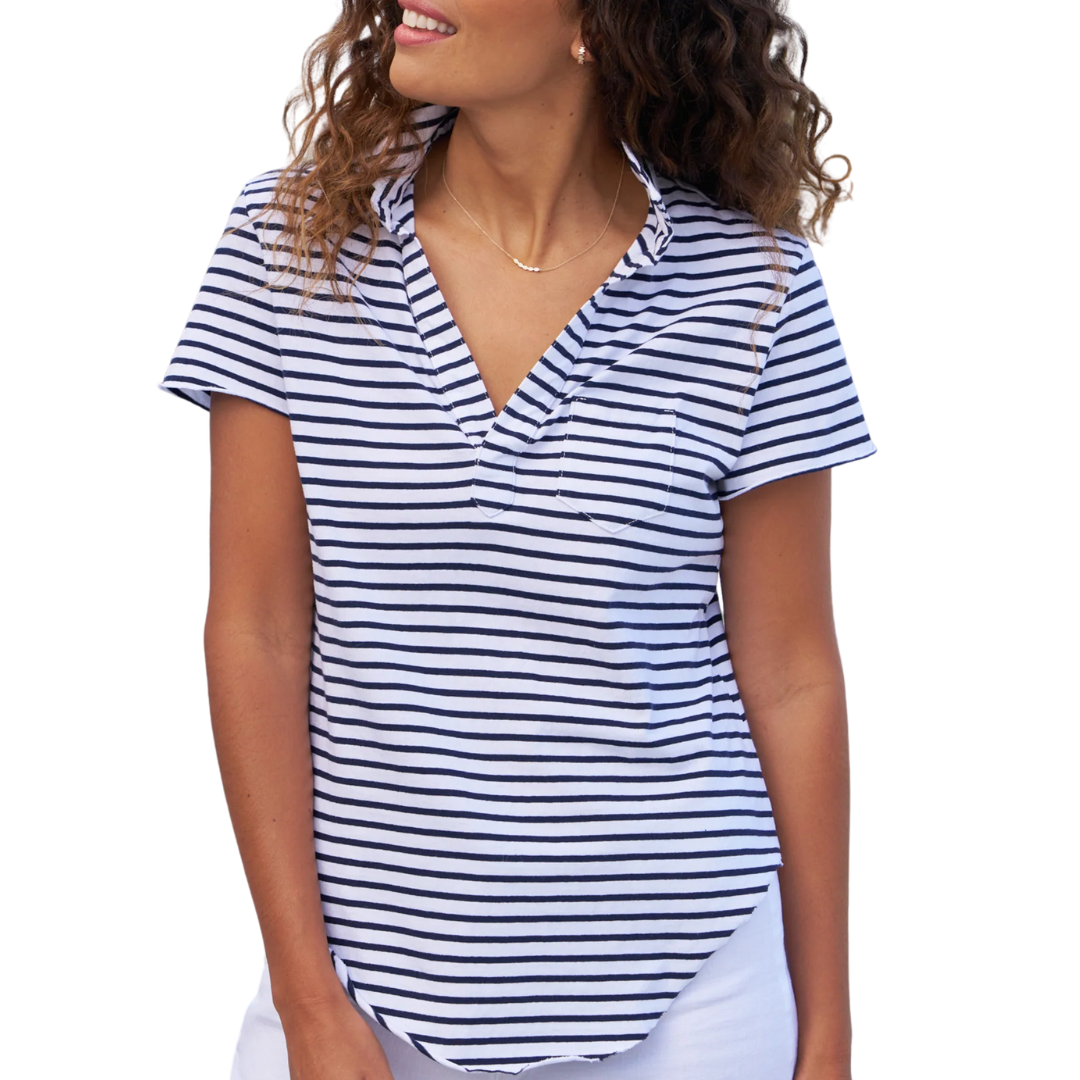 Charlotte Polo in Navy French Stripe