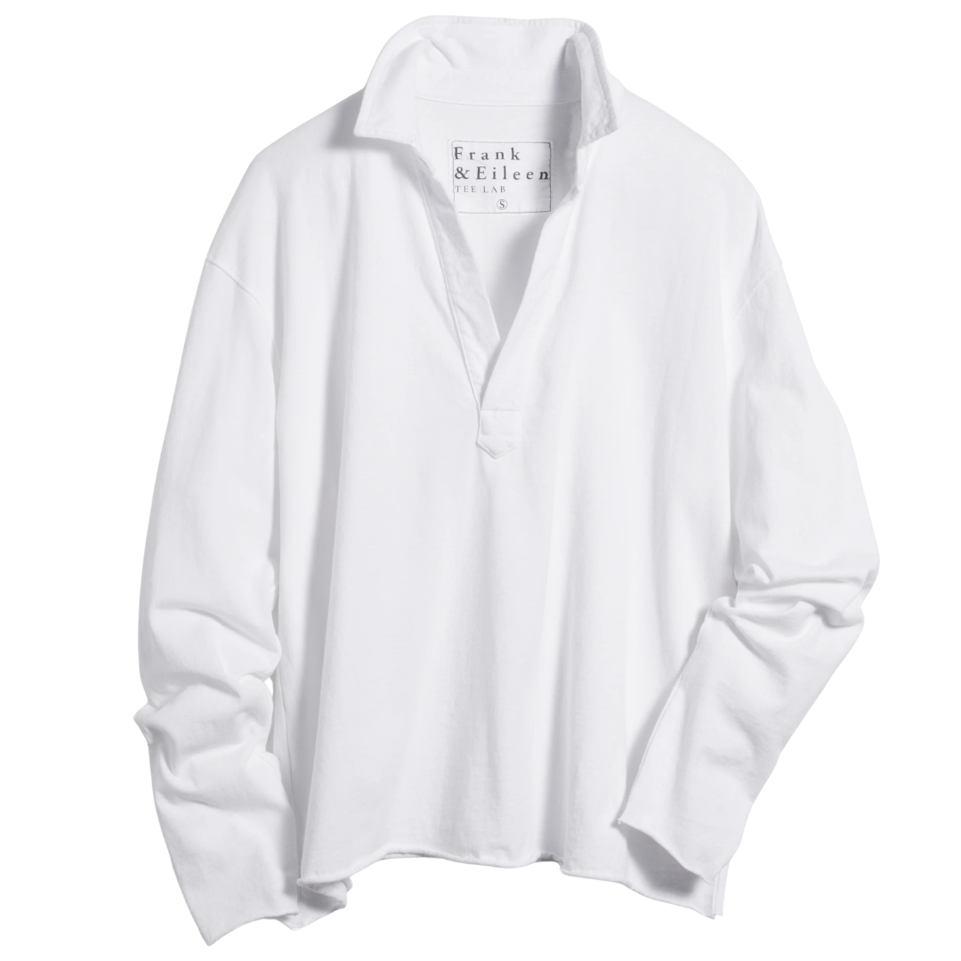 Patrick Popover Henley in White Vintage Jersey