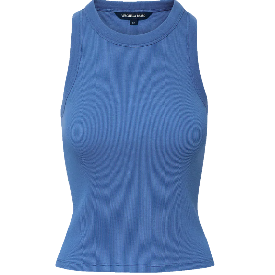 Jordyn Cropped Tank Top in Blue Coast