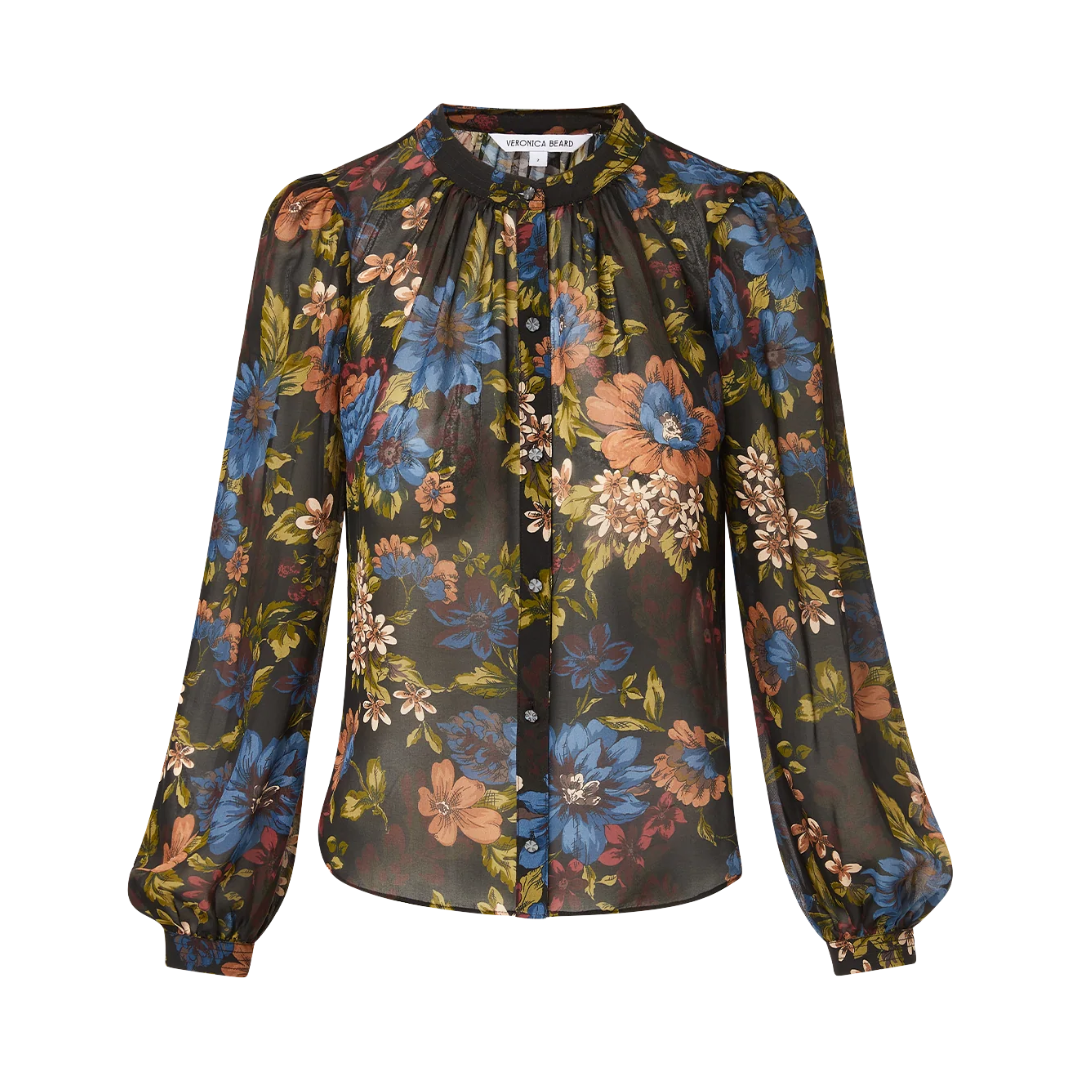 Ashlynn Silk Blouse in Black Multi