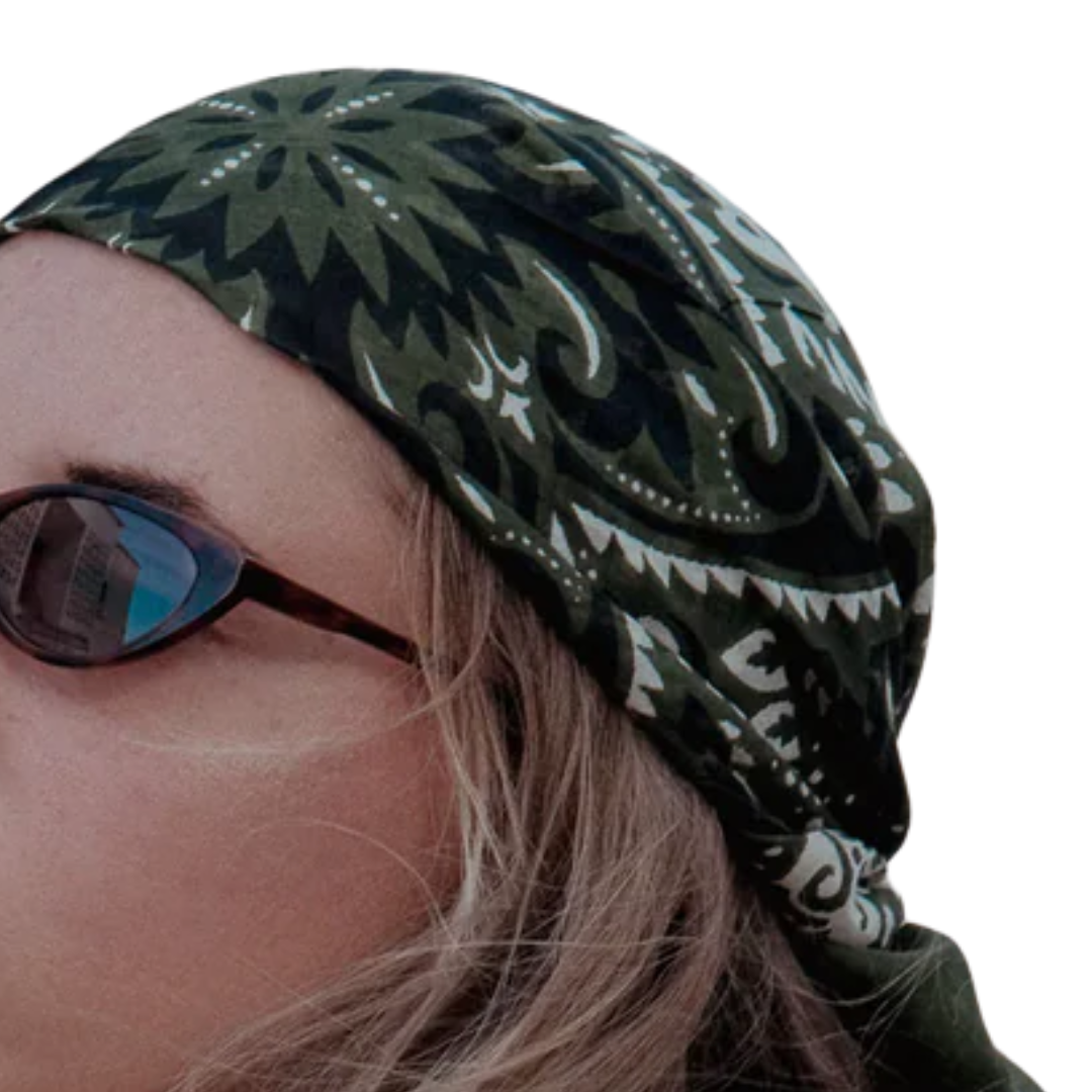 Cotton Bandana Scarf in Forest Green