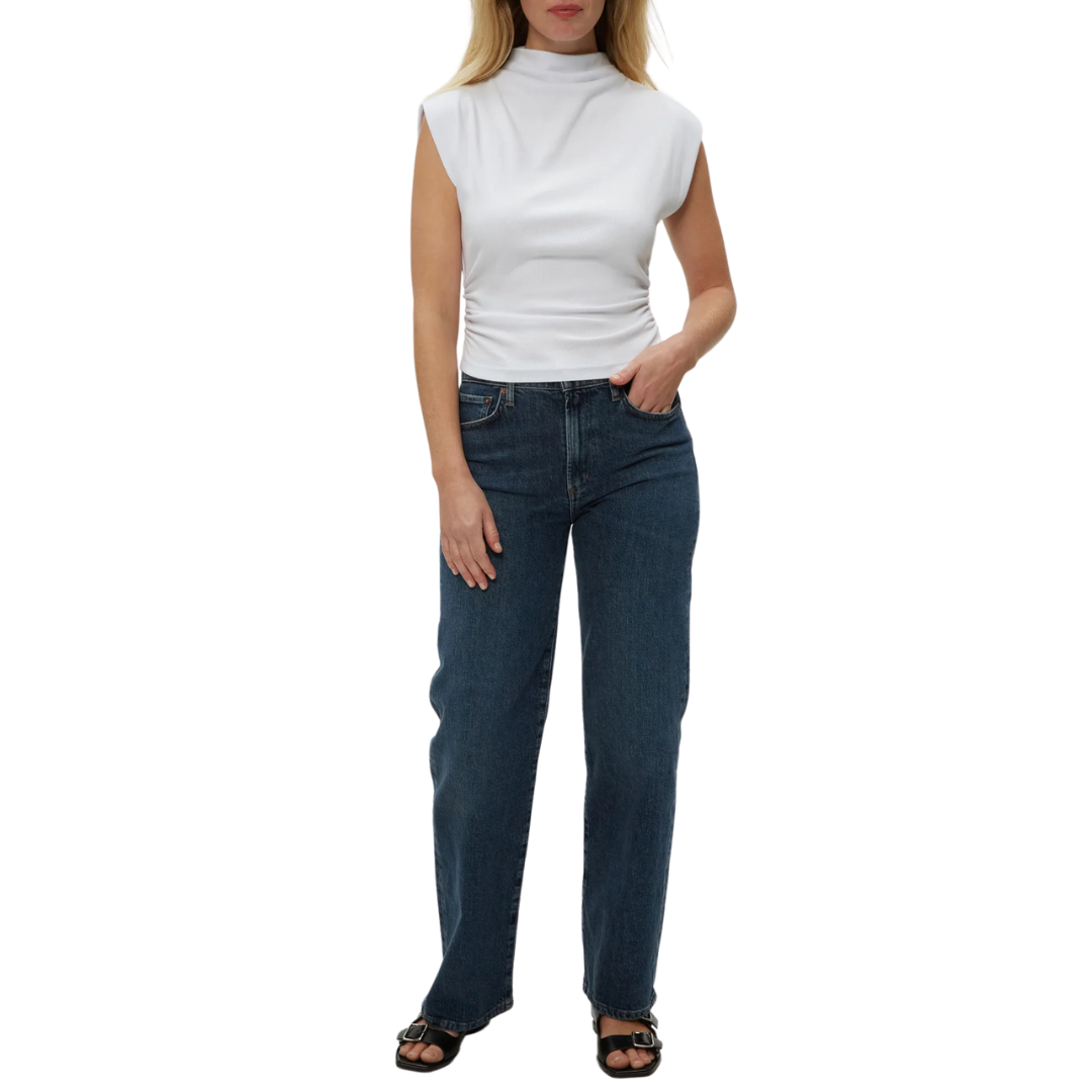 Amara Power Shoulder Tee in White