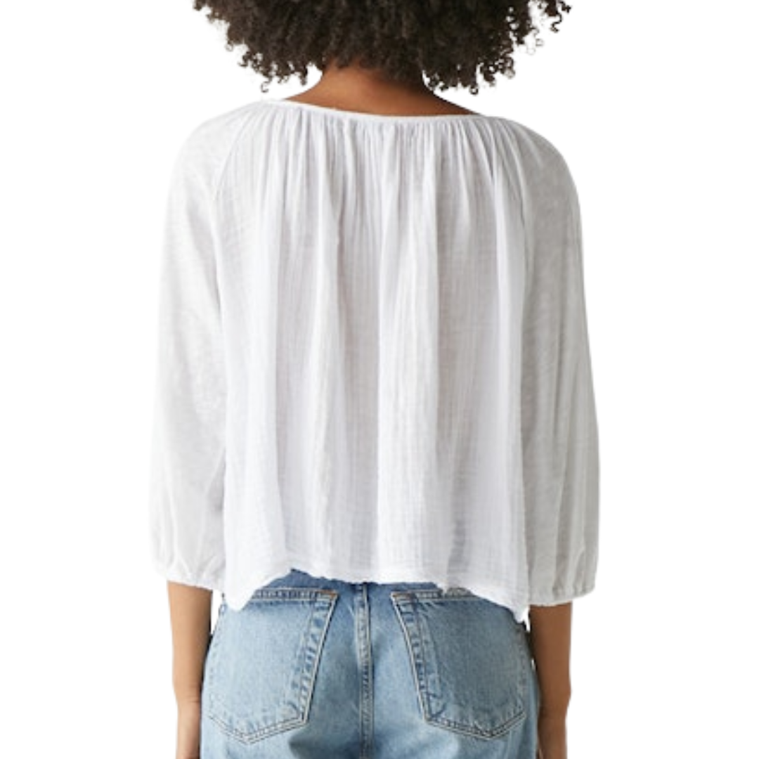 Ingrid Balloon Sleeve Top in White