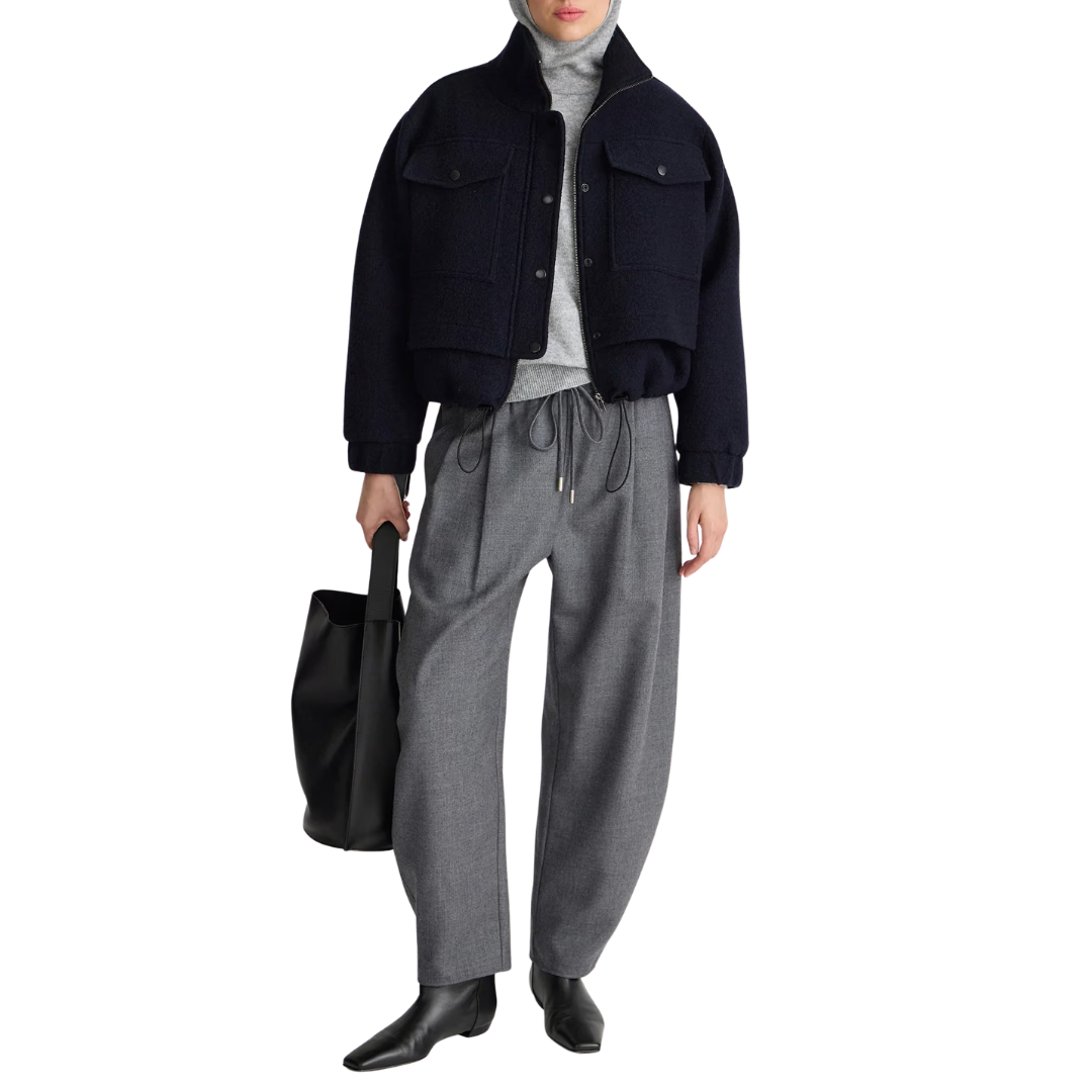 Selva Cropped Bomber in Midnight