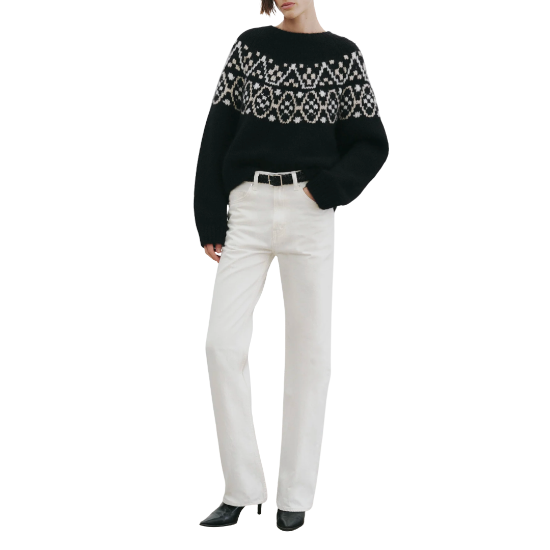 Chrissy Cashmere Sweater in Black Fairisle