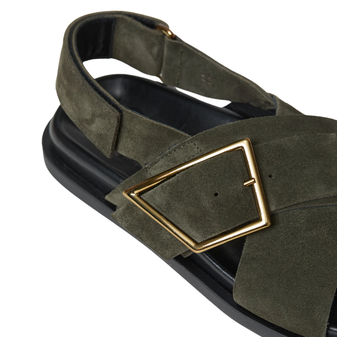 Suede Sandals in Chino Green