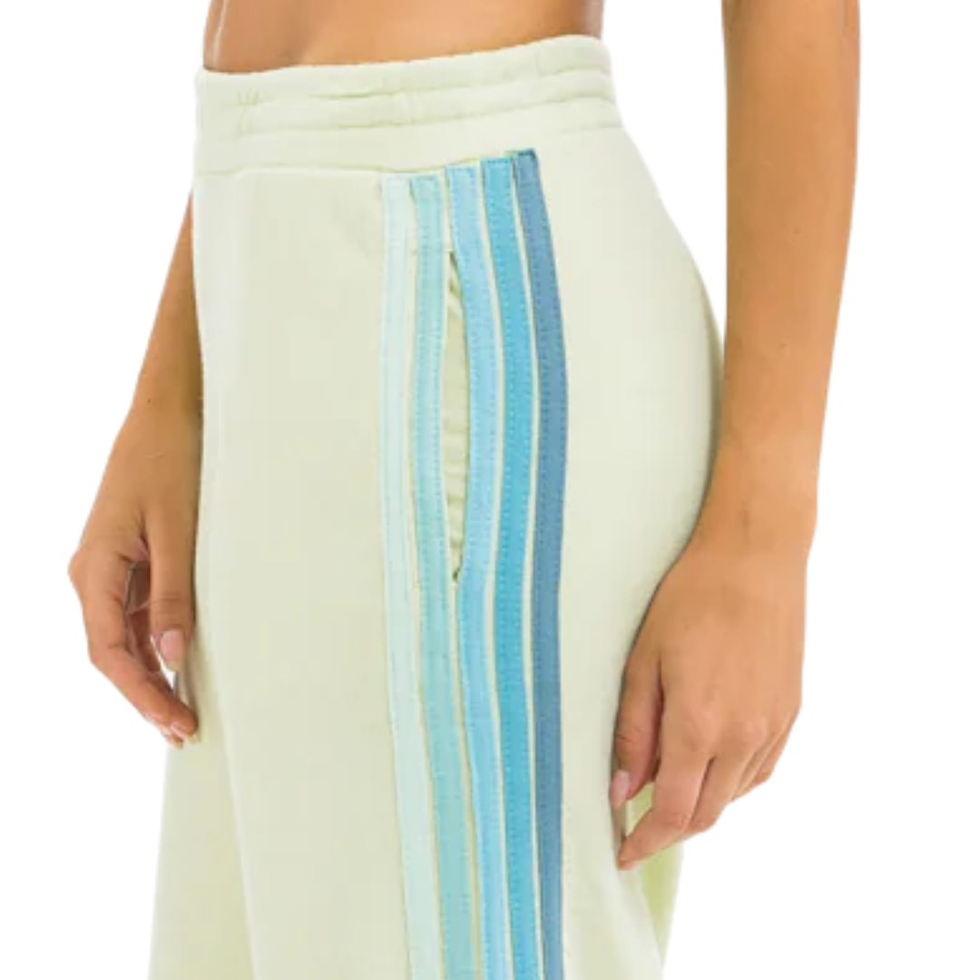 5 Stripe Wide Sweatpants in Lime Cream/Seafoam