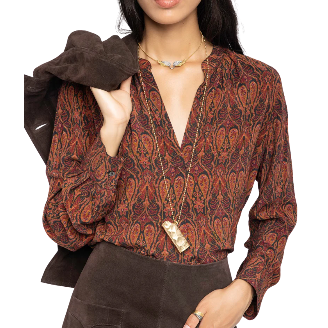 Tink Blouse in Black Paisley