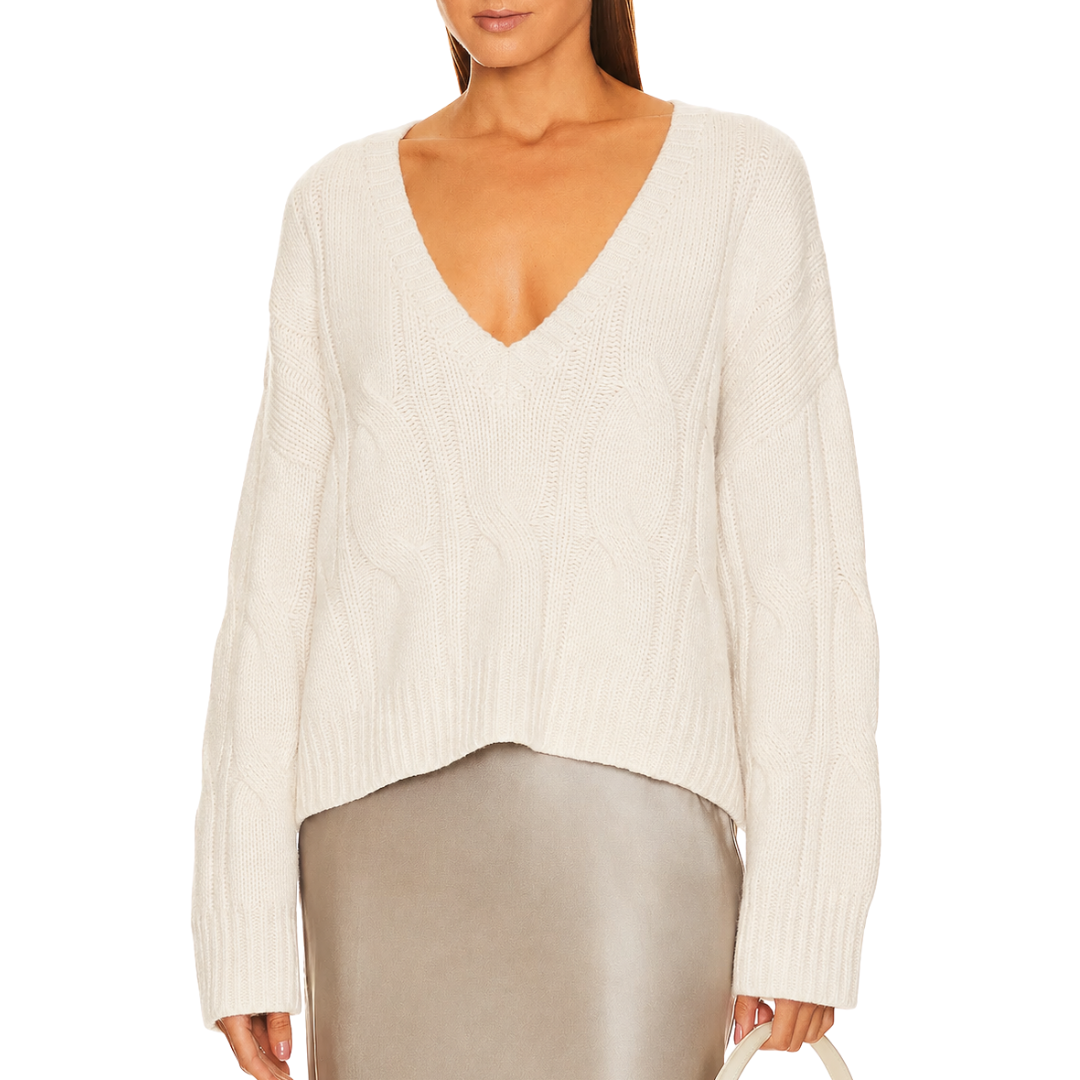 Koa V-Neck Sweater in Gardenia