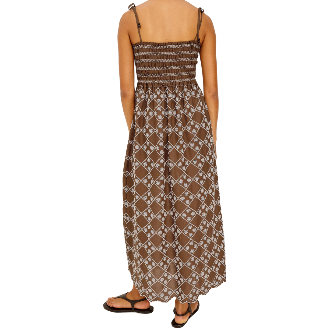 Becca Dress in Cocoa Daisy Embroidery