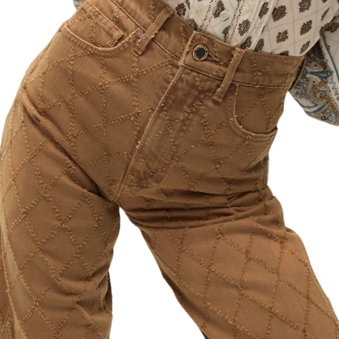Taylor Cropped Wide-Leg Jean in Hazelnut Stone