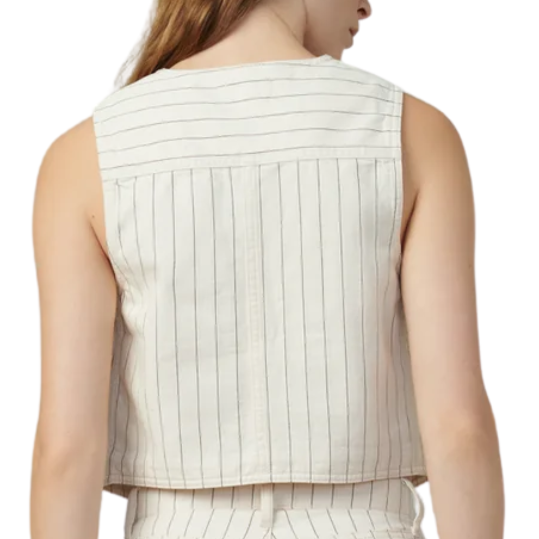 Relaxed Tailored Waistcoat in Natural Stripe