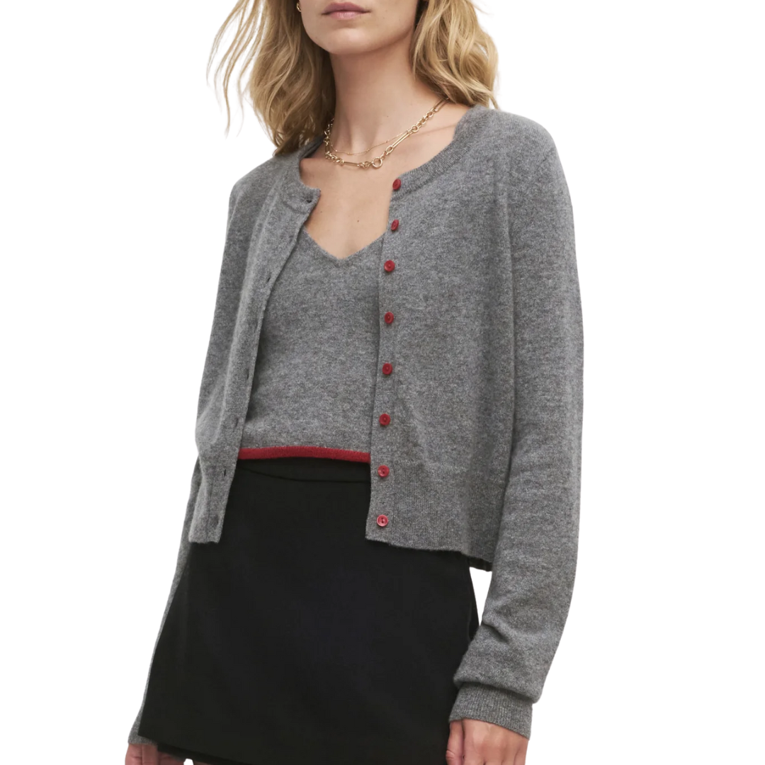 Cropped Rebecca Cardigan in Dark Charcoal Grey
