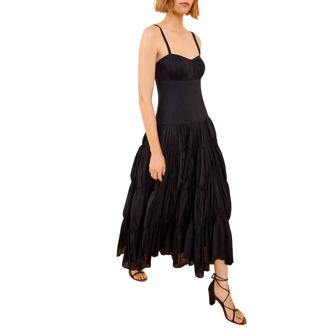 Emmalina Midi Dress in Noir