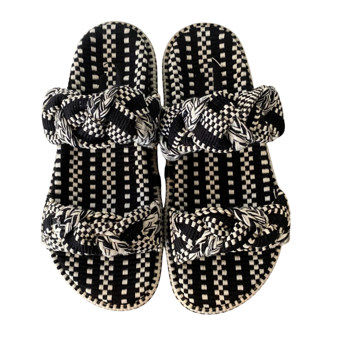 Daniela Bio Sandals in Ivory-Black
