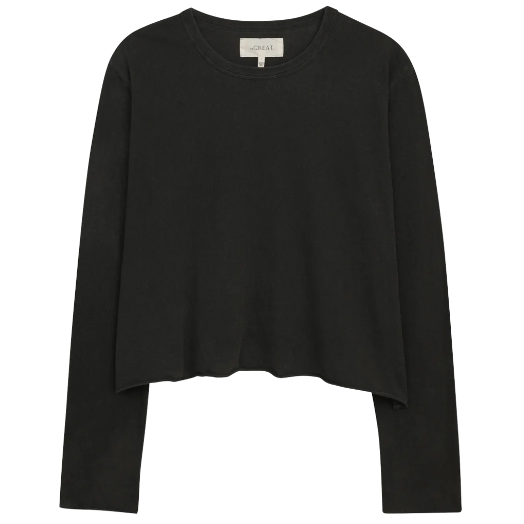 The Long Sleeve Crop Tee in Almost Black