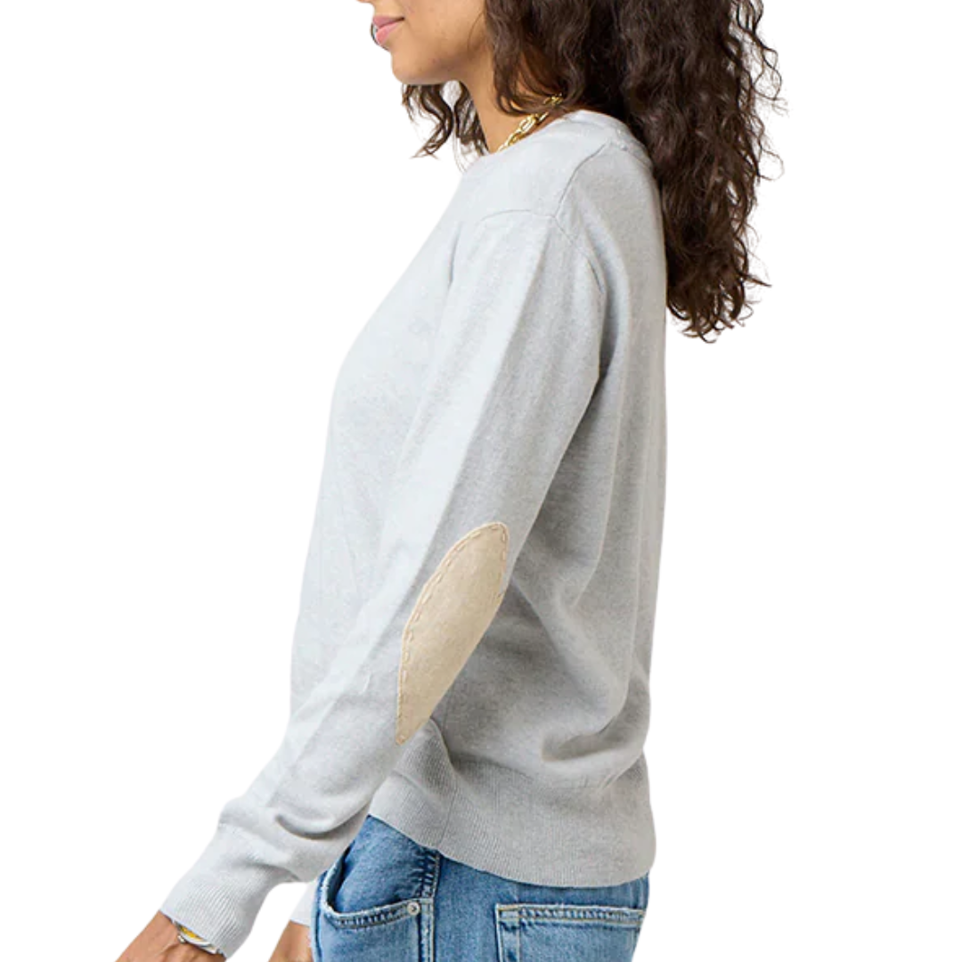Patchwork Cotton Pullover in Silver Fox