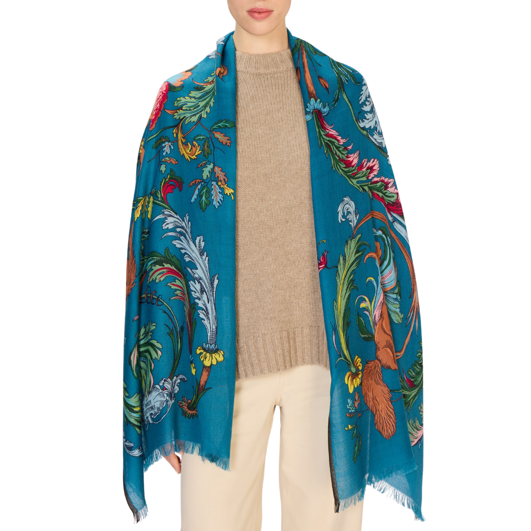 Rococo Scarf in Duck Blue