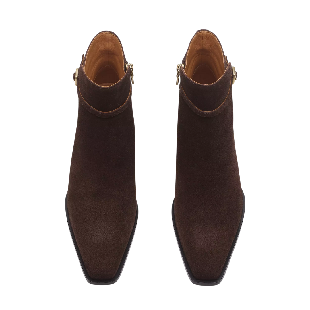 Joni Suede Buckle Boots in Dark Espresso Suede