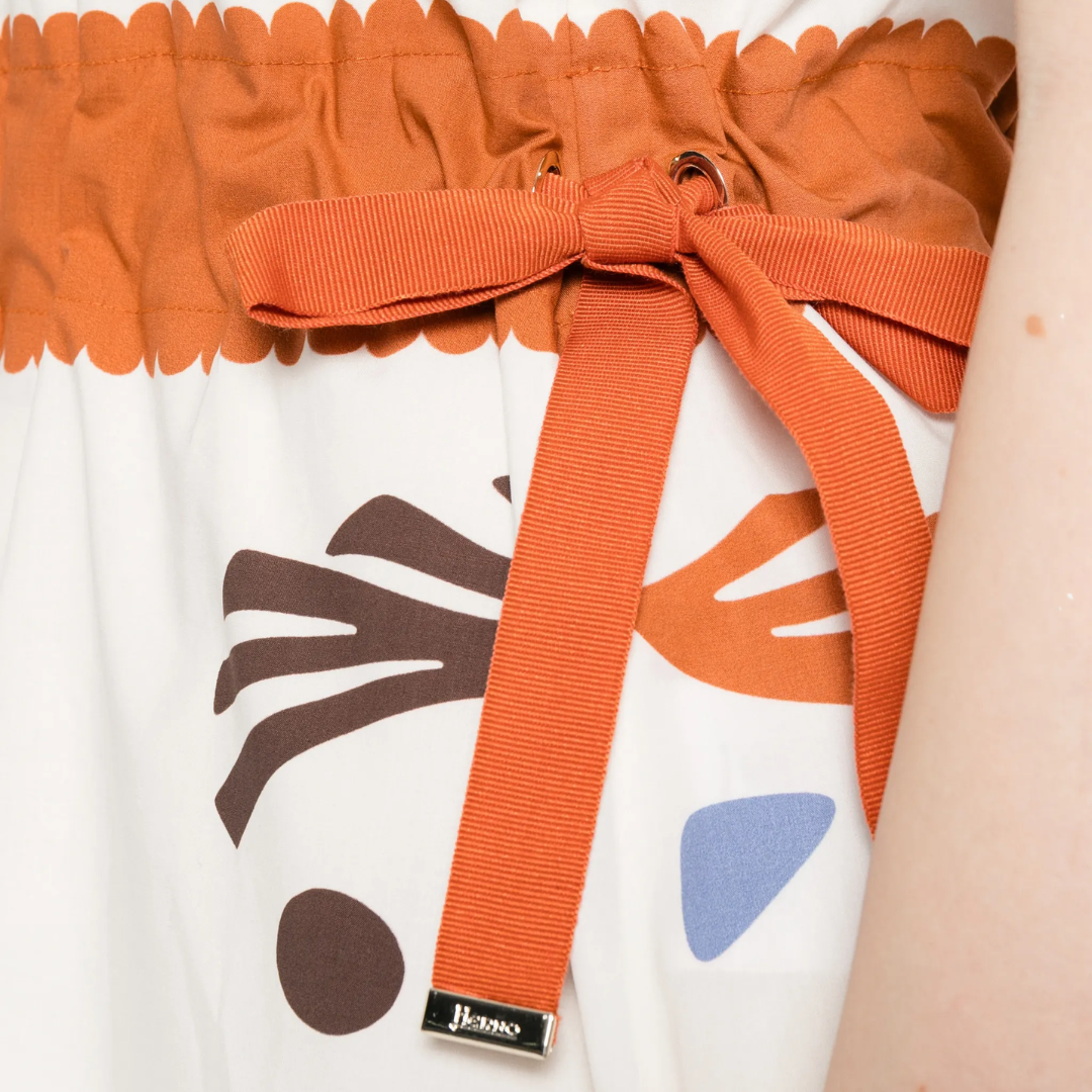 Woven Pattern Hem Midi Dress in Multi