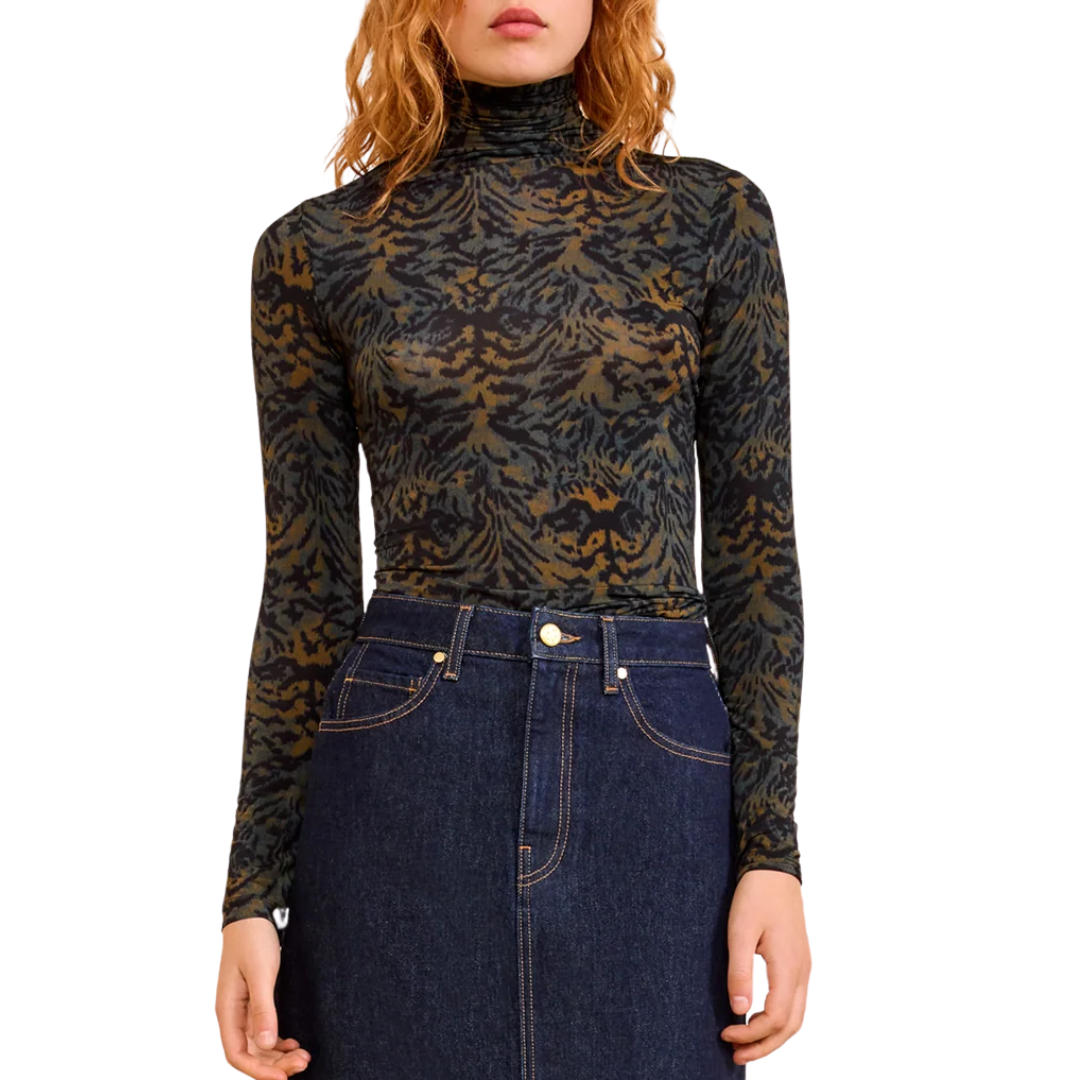 Aurelia Jersey Long Sleeve Turtleneck in Desert Jasper