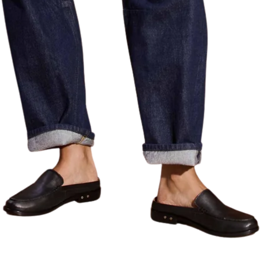 Owlet Leather Loafer Mule in Black