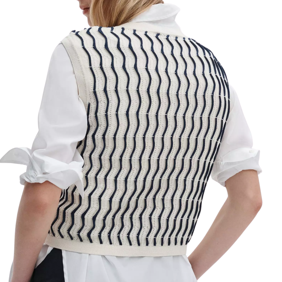 Leslie Striped Vest in Ivory