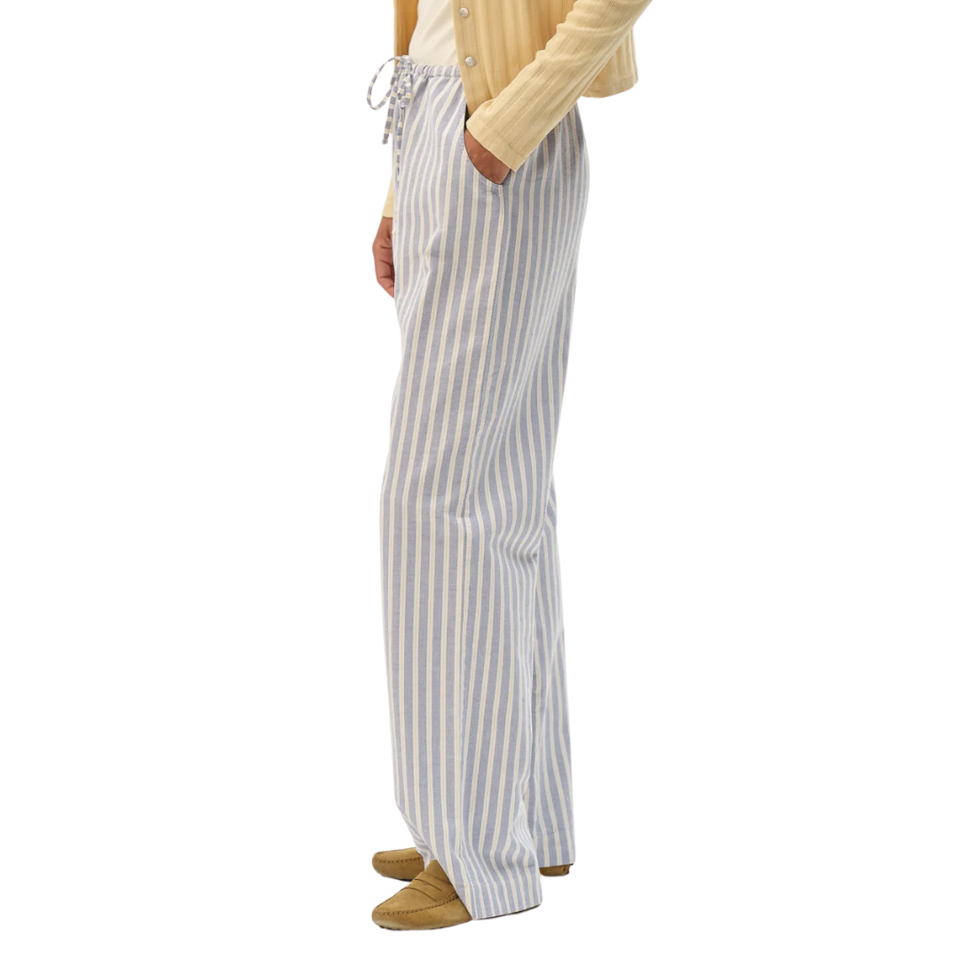The Oxford Stripe Drawstring Pant in Butter Stripe