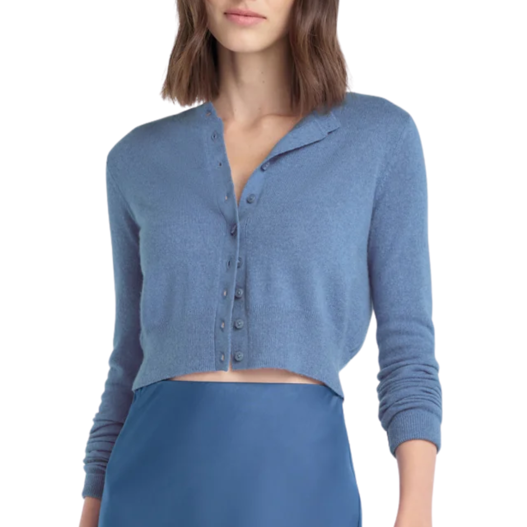 The Cropped Rebecca Cardigan in River Blue
