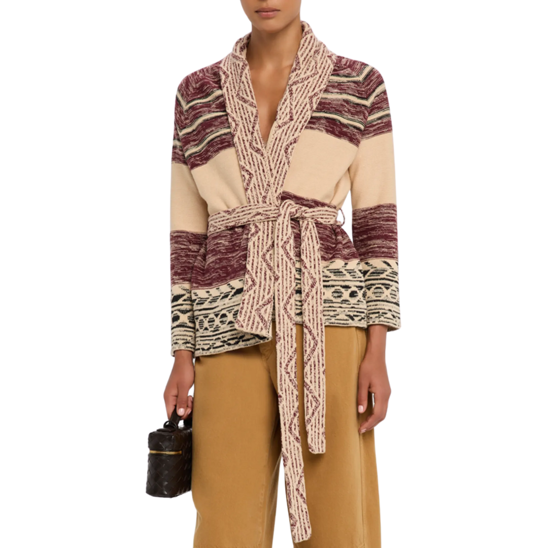 The Riding Cardigan in Rusted Red Multi