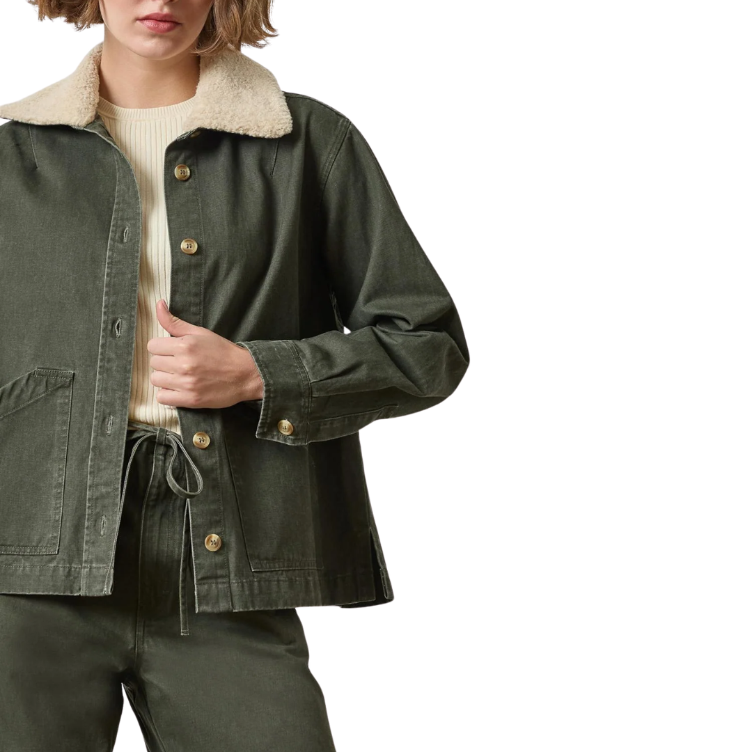 Washed Twill Pleat Back Jacket in Juniper