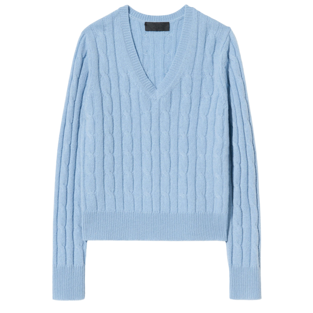 Camelia Cable Sweater in Cambridge Blue