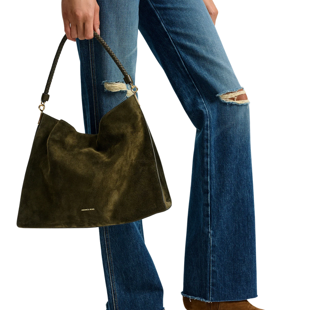 Vida Suede Shoulder Bag in Cypress