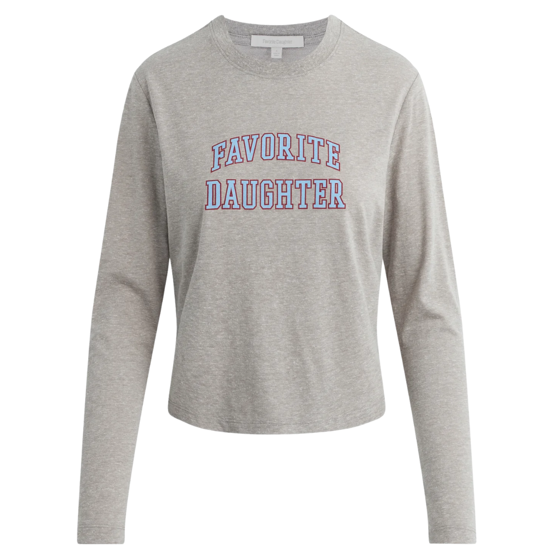 Cropped Collegiate Long Sleeve in Heather Grey Light