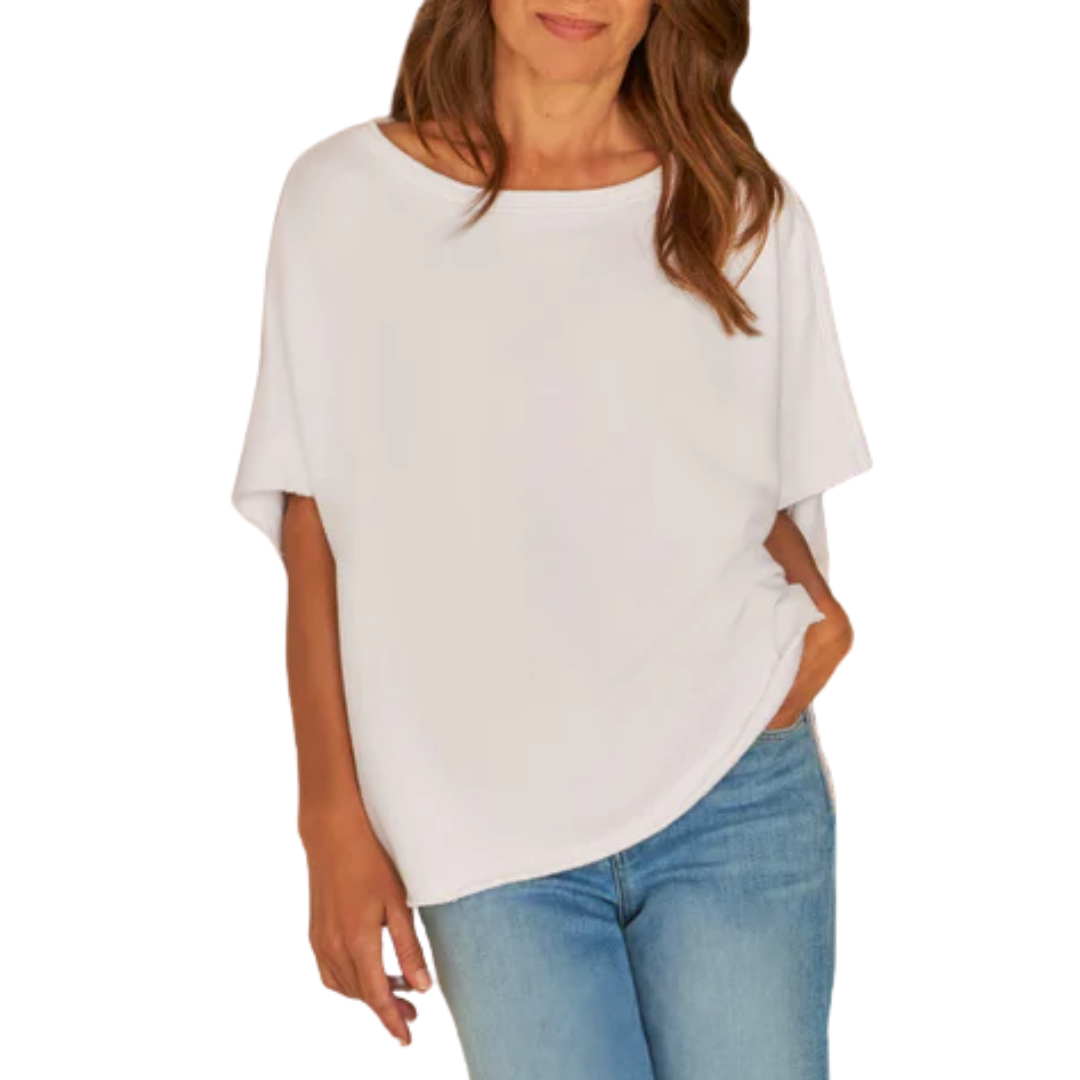 Olive Capelet in White Triple Fleece