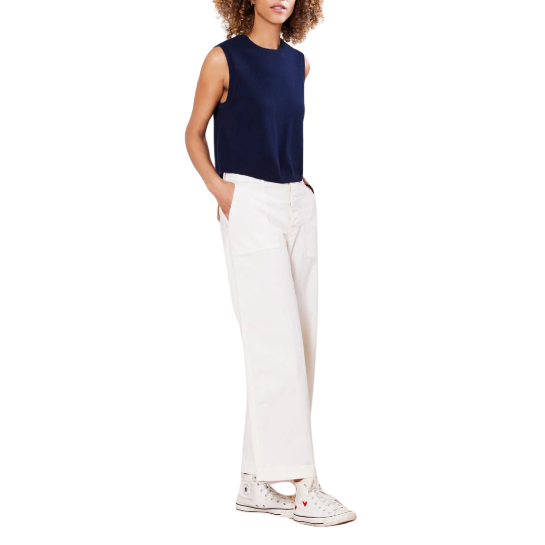 Sage Cashmere Pullover Vest in Navy