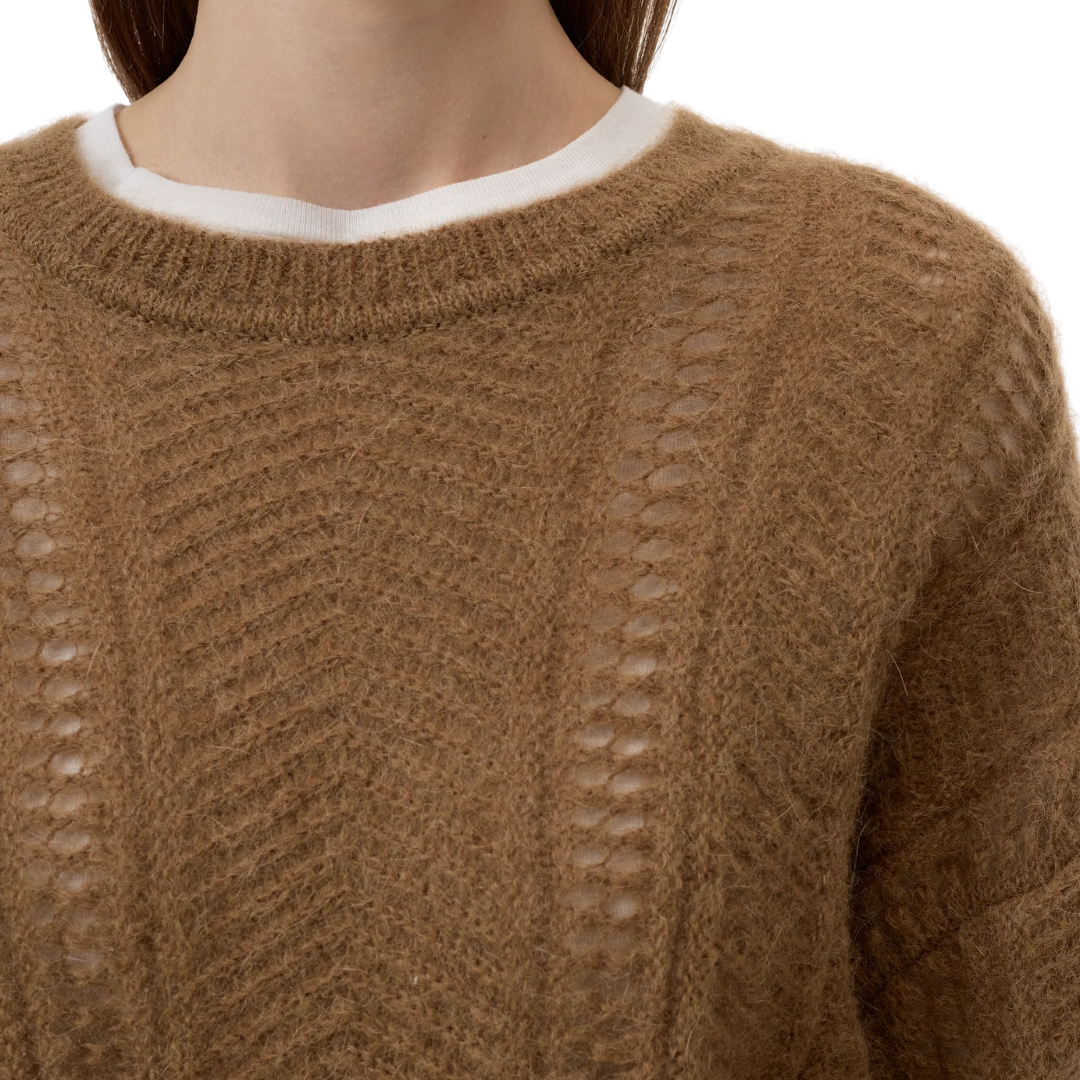 Mohair Mix Jumper in Light Mocha Brown