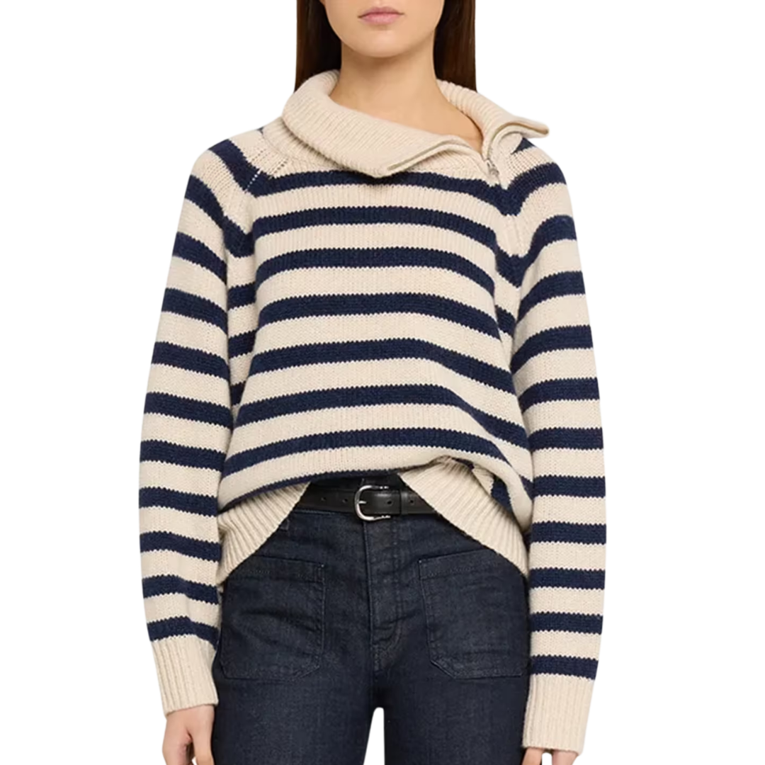 Raelyn Sweater in Ivory/Marine Stripe